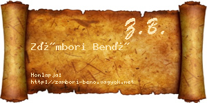 Zámbori Benő névjegykártya